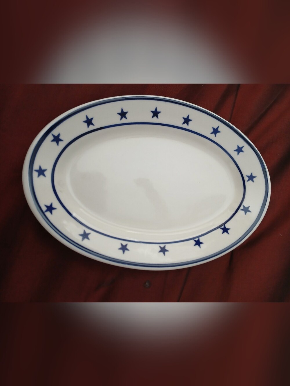 Vintage Sterling China Small Oval Blue Star Plate Trinket Dish